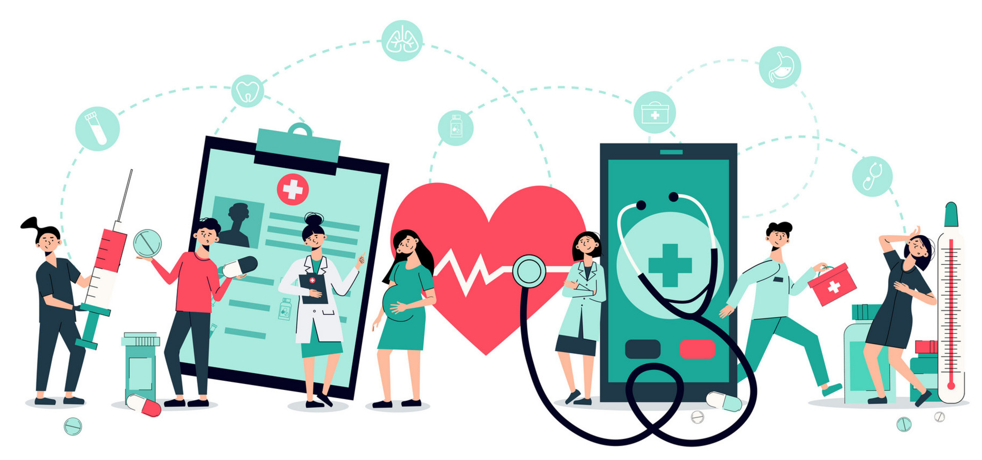 Telemedicine Cartoon Horizontal Header