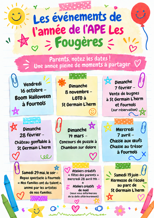 Programme annuel de l'APE "Les Foug&egrave;res"